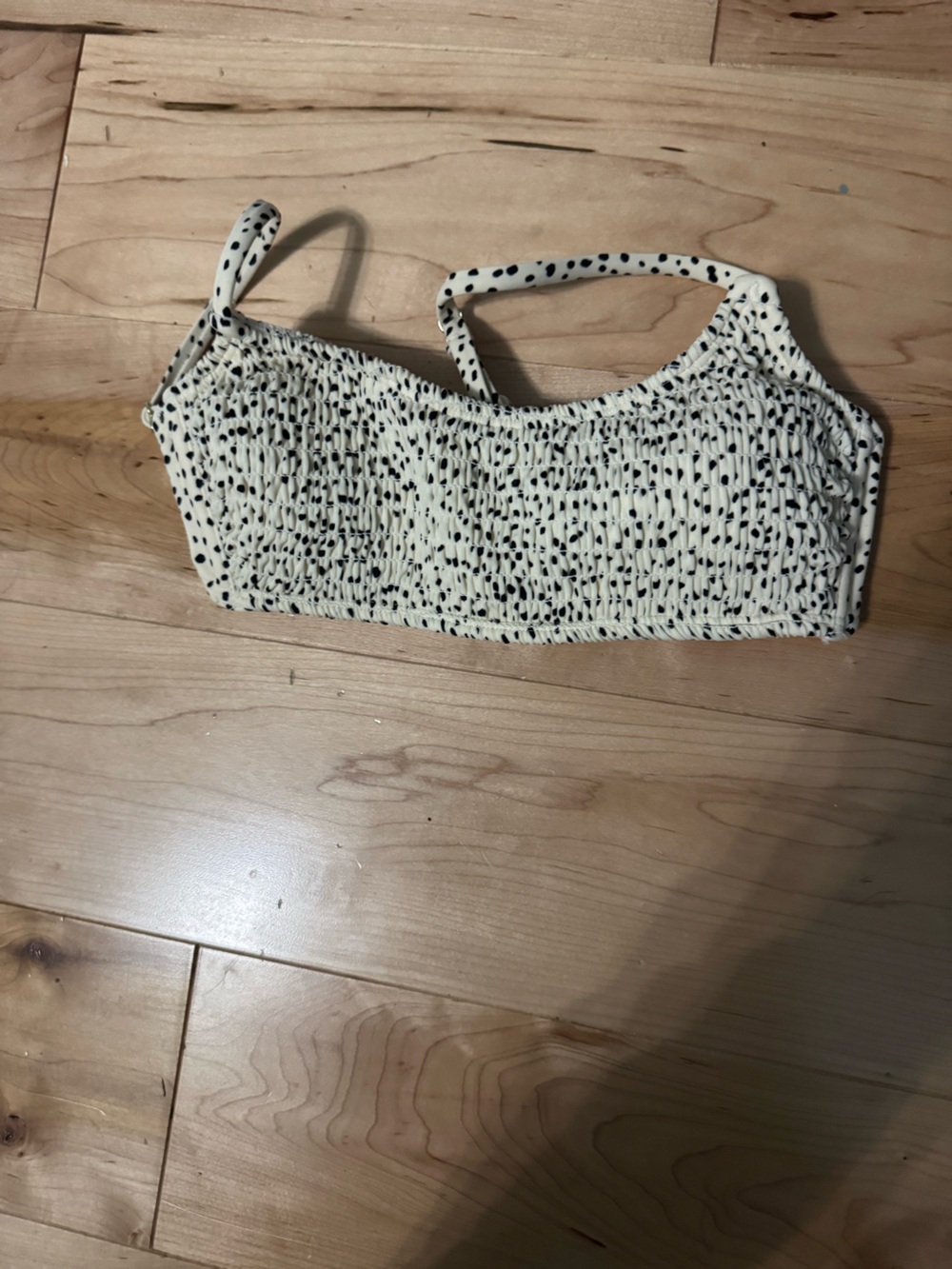 Xhilaration White Bikini Top with Black Speckle Print